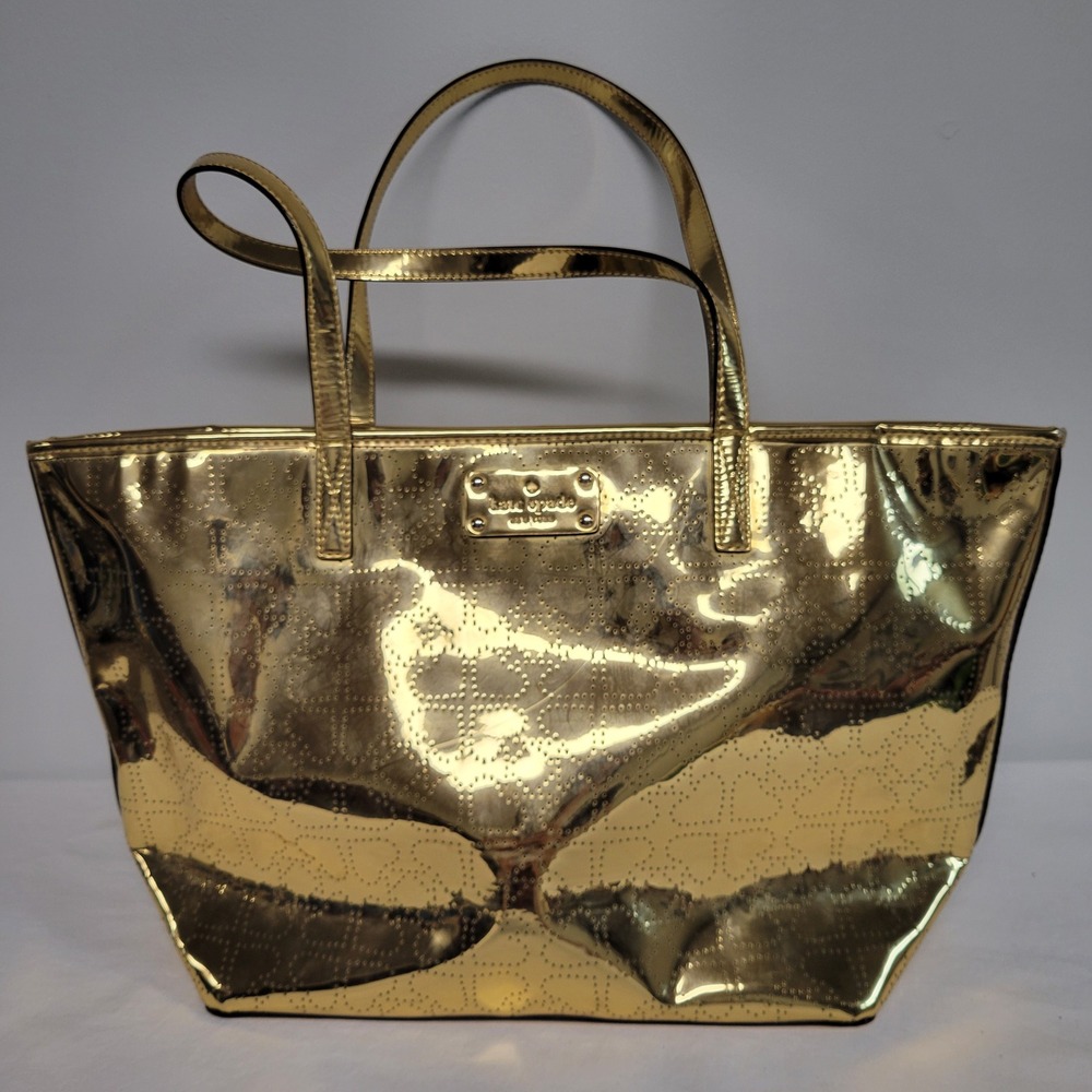 Kate Spade Small Harmony Metro Spade Gold Metallic Tote Bag New with Tags